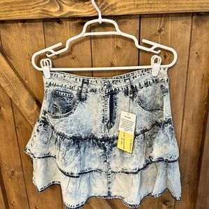 NWT Vintage Havana ruffle tiered denim skirt